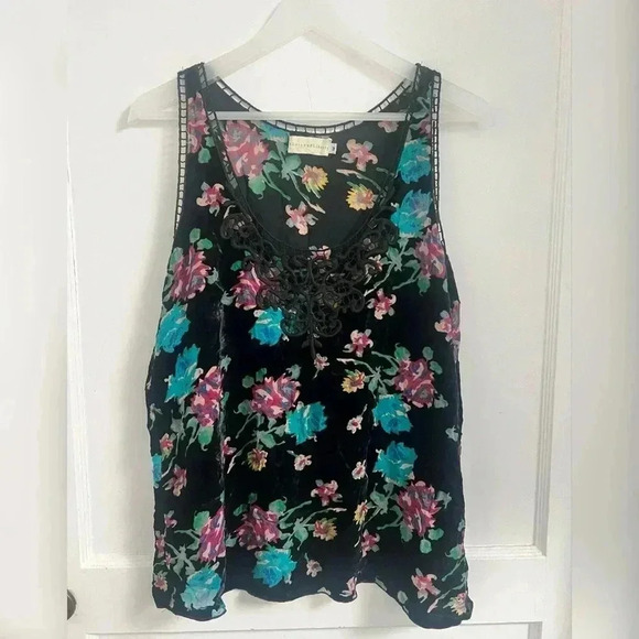 Johnny Was 4LoveandLiberty Velvet Silk Floral Boho Sleeveless Tank Size M - Picture 1 of 4